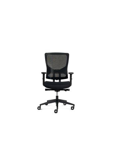Silla De Oficina Rocada Brazos Regulables Asiento Tela Ignifuga Y Respaldo Malla Color Negro