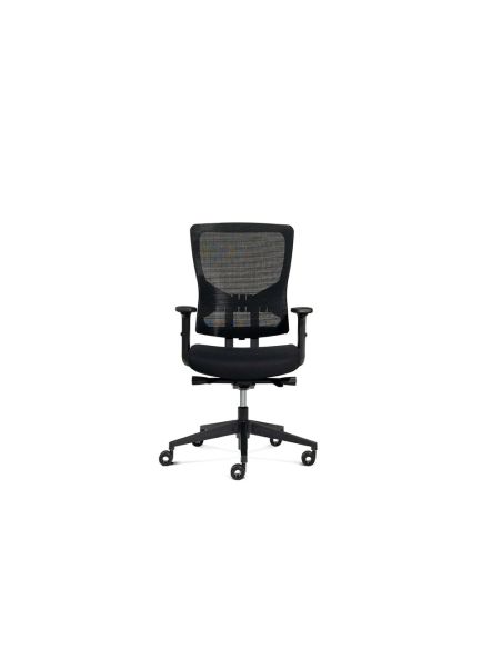 Silla De Oficina Rocada Brazos Regulables Asiento Tela Ignifuga Y Respaldo Malla Color Negro