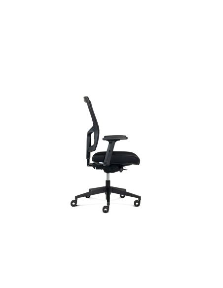 Silla De Oficina Rocada Brazos Regulables Asiento Tela Ignifuga Y Respaldo Malla Color Negro