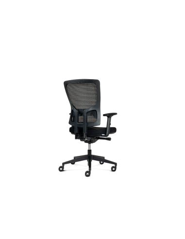 Silla De Oficina Rocada Brazos Regulables Asiento Tela Ignifuga Y Respaldo Malla Color Negro