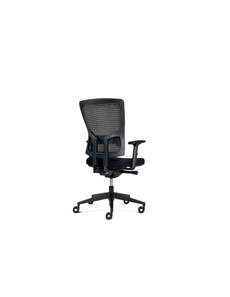 Silla De Oficina Rocada Brazos Regulables Asiento Tela Ignifuga Y Respaldo Malla Color Negro
