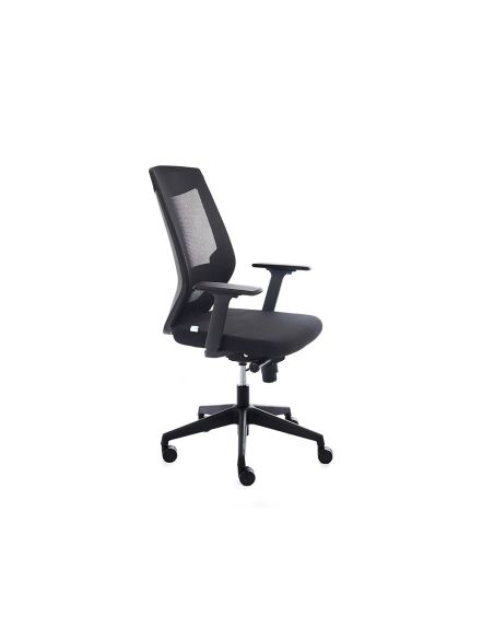 Silla Rocada De Oficina Con Brazos Regulables Respaldo En Malla Y Asiento En Tela Ignifuga Con Apoyo Lumbar