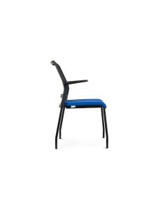 Silla Rocada Confidente Brazos Fijos Estructura Metalica Asiento Tela Ignifuga Azul Respaldo Malla 2