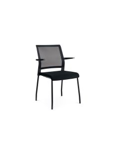Silla Rocada Confidente Brazos Fijos Estructura Metalica Asiento Tela Ignifuga Negro Respaldo Malla