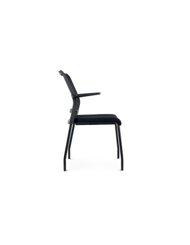Silla Rocada Confidente Brazos Fijos Estructura Metalica Asiento Tela Ignifuga Negro Respaldo Malla