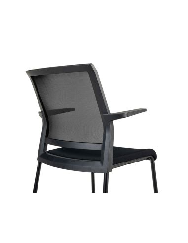 Silla Rocada Confidente Brazos Fijos Estructura Metalica Asiento Tela Ignifuga Negro Respaldo Malla