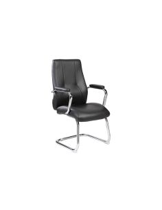 Silla Rocada Confidente Brazos Fijos Estructura Cromada Asiento Y Respaldo Tapizado Similpiel Negro