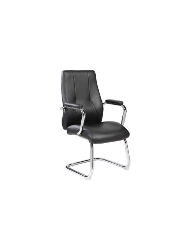 Silla Rocada Confidente Brazos Fijos Estructura Cromada Asiento Y Respaldo Tapizado Similpiel Negro