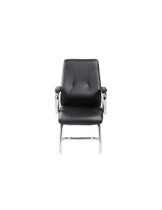 Silla Rocada Confidente Brazos Fijos Estructura Cromada Asiento Y Respaldo Tapizado Similpiel Negro 2