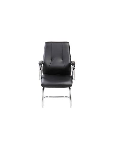 Silla Rocada Confidente Brazos Fijos Estructura Cromada Asiento Y Respaldo Tapizado Similpiel Negro