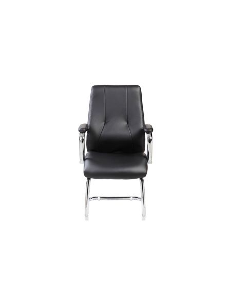 Silla Rocada Confidente Brazos Fijos Estructura Cromada Asiento Y Respaldo Tapizado Similpiel Negro