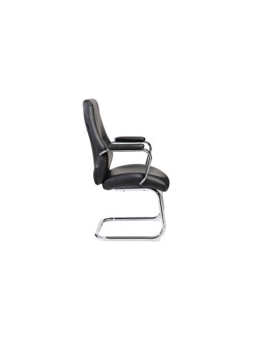 Silla Rocada Confidente Brazos Fijos Estructura Cromada Asiento Y Respaldo Tapizado Similpiel Negro