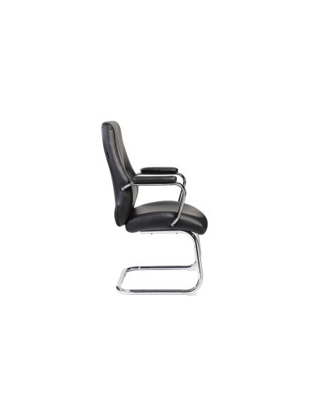 Silla Rocada Confidente Brazos Fijos Estructura Cromada Asiento Y Respaldo Tapizado Similpiel Negro