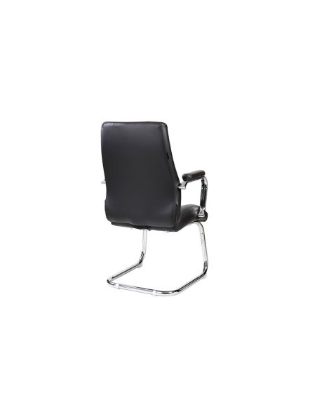 Silla Rocada Confidente Brazos Fijos Estructura Cromada Asiento Y Respaldo Tapizado Similpiel Negro