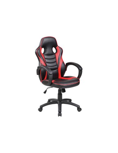 Silla Rocada Gaming Con Brazos Fijos Base Nylon Con Ruedas Basculante Similpiel Negro/Rojo 480X490X1060-1160