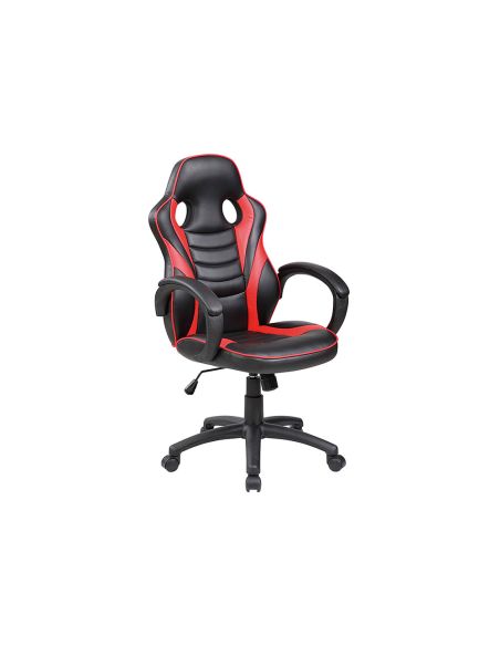 Silla Rocada Gaming Con Brazos Fijos Base Nylon Con Ruedas Basculante Similpiel Negro/Rojo 480X490X1060-1160