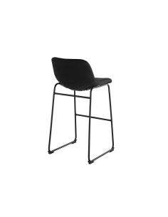 Taburete Alto Rocada Con Asiento Y Respaldo Bajo Tapizado Tela Ignifuga Base Metalica Acero Color Negro 2
