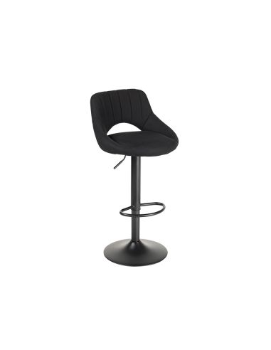 Taburete Alto Rocada Con Asiento Y Respaldo Bajo Tapizado Tela Ignifuga Base Metalica Con Reposapies Color