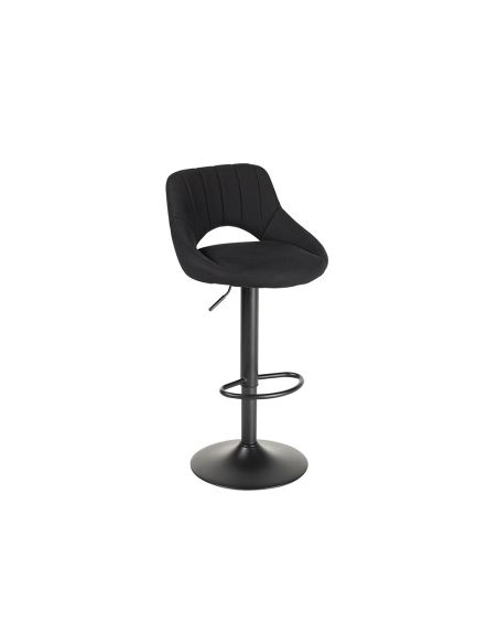 Taburete Alto Rocada Con Asiento Y Respaldo Bajo Tapizado Tela Ignifuga Base Metalica Con Reposapies Color