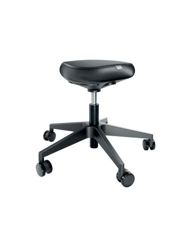 Taburete Leitz Ergo Con Asiento Triangular 5 Ruedas Giratorias Regulable En Altura Hasta 59 Cm Negro