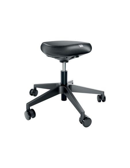 Taburete Leitz Ergo Con Asiento Triangular 5 Ruedas Giratorias Regulable En Altura Hasta 59 Cm Negro