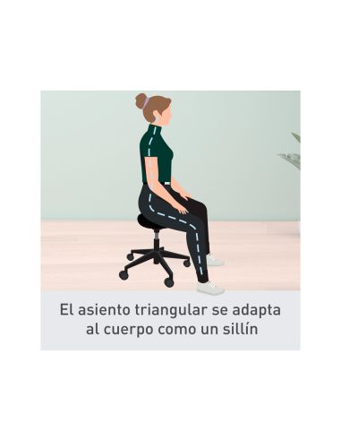 Taburete Leitz Ergo Con Asiento Triangular 5 Ruedas Giratorias Regulable En Altura Hasta 59 Cm Negro