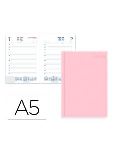 Agenda Encuadernada Liderpapel Corfu A5 2026 Dia Pagina Rosa Papel 60 Gr Fsc