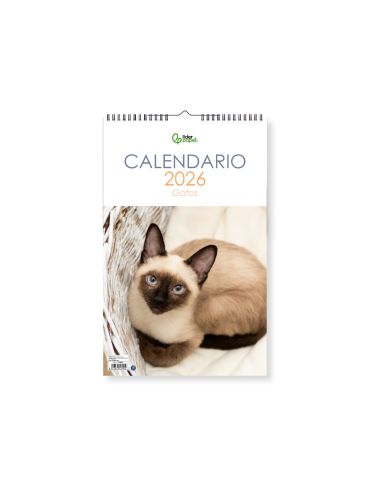 Calendario Espiral Pared Liderpapel Imagenes Gatos 2026 Para Escribir 25X40 Cm Papel 157 Gr