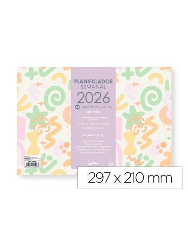 Planning Semanal Liderpapel Joven 2026 29,7X21 Cm Din A4 Con Pegatinas Papel 104 Gr