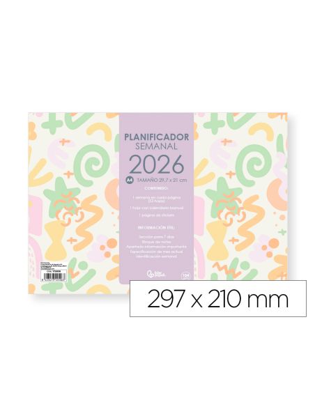 Planning Semanal Liderpapel Joven 2026 29,7X21 Cm Din A4 Con Pegatinas Papel 104 Gr