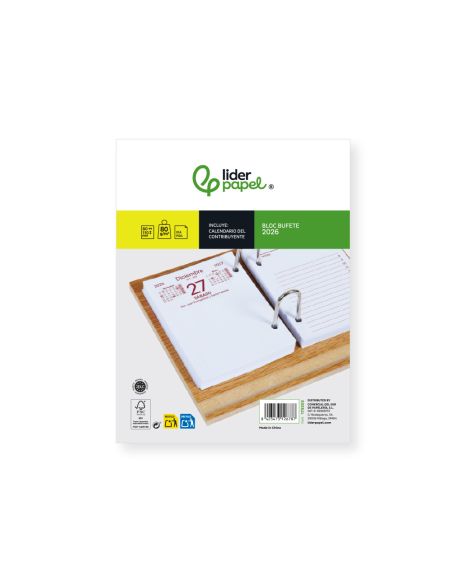 Bloc Bufete Liderpapel 2026 80X110 Mm Papel 80 Gr Fsc
