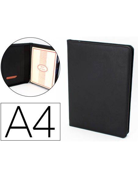 Carpeta Portafolios Q-Connect Artesania A4 Similpiel Negro Cremallera Y Dptos. 332X262X30 Mm Fabricada En Ubrique