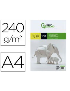 Cartulina Liderpapel A4 240G/M2 Blanco Paquete De 100 Hojas