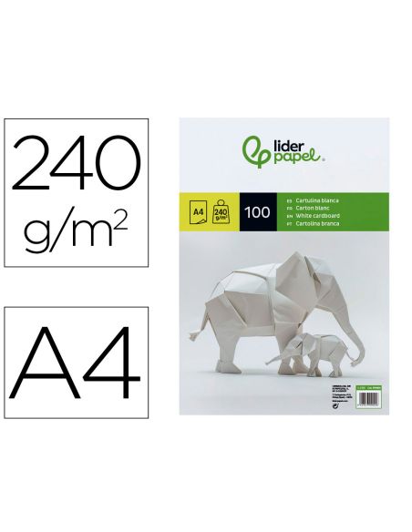 Cartulina Liderpapel A4 240G/M2 Blanco Paquete De 100 Hojas