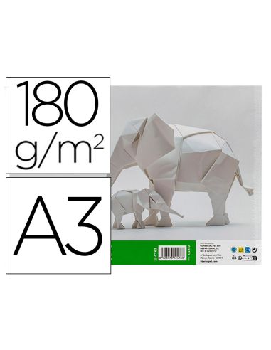 Cartulina Liderpapel A3 180G/M2 Blanco Paquete De 25+5 Hojas En Carpeta Dossier Transparente Con Cierre