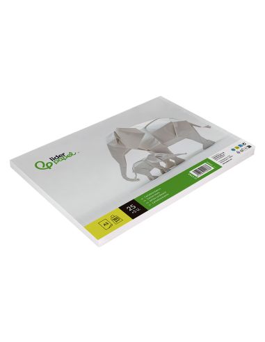 Cartulina Liderpapel A3 180G/M2 Blanco Paquete De 25+5 Hojas En Carpeta Dossier Transparente Con Cierre