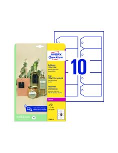 Etiqueta Colgante Avery Blanca 90X50 Mm Imprimible Doble Cara Plastico 190 Mc Pack De 100 Unidades