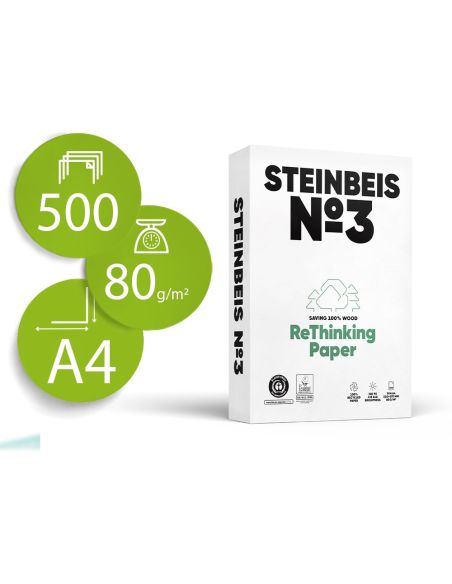 Papel Fotocopiadora Steinbeis N.3 100% Reciclado Din A4 80 Gramos Paquete De 500 Hojas|Libreriasalesiana
