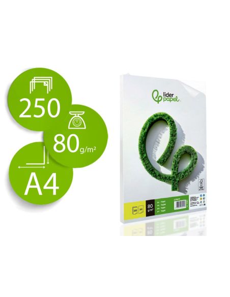 Papel Liderpapel A4 80G/M2 Liso Paquete De 250 Hojas|Libreriasalesiana