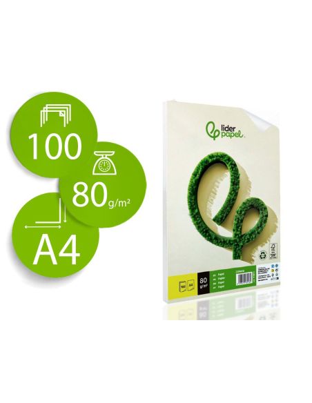 Papel Liderpapel A4 80G/M2 Reciclado Liso Paquete De 100 Hojas|Libreriasalesiana