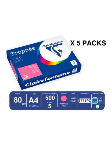 Papel Color Trophee A4 80Gr Rosa Fuscia Intenso Paquete De 500 Hojas