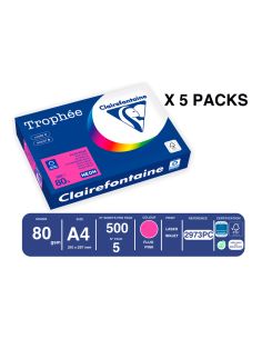 Papel Color Trophee A4 80Gr Rosa Neon Paquete De 500 Hojas 2