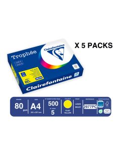 Papel Color Trophee A4 80Gr Amarillo Neon Paquete De 500 Hojas 2