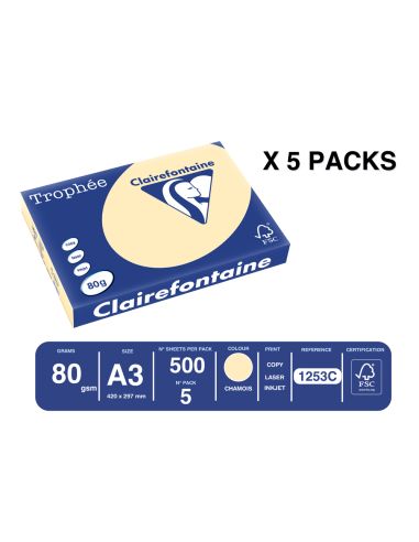 Papel Color Trophee A3 80Gr Arena Pastel Paquete De 500 Hojas