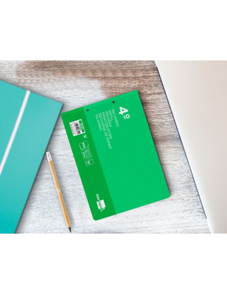 Recambio Liderpapel Cuarto Apaisado 100 Hojas 60Gr Cuadro 3 Mm 2 Taladros Con Margen