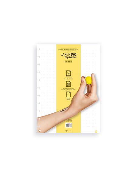 Recambio Cuaderno Carchivo Ingeniox A4 50 Hojas Dots