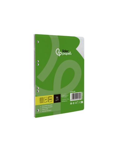 Recambio Liderpapel A5 100 Hojas 75Gr Cuadro 4Mm Con Margen 6 Taladros