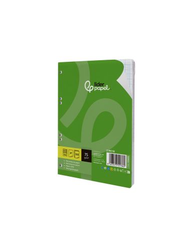 Recambio Liderpapel Din A5 100 Hojas 75 Gr Milimetrado Sin Margen 6 Taladros