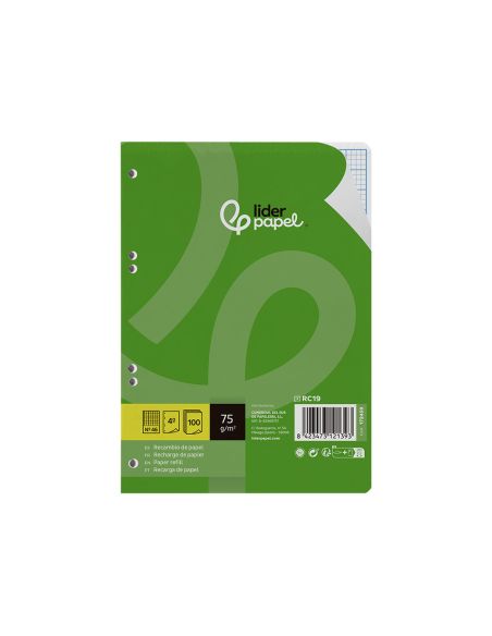 Recambio Liderpapel Din A5 100 Hojas 75Gr Rayado Nº 46 6 Taladros