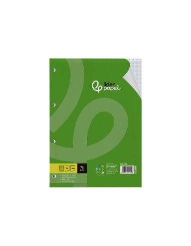 Recambio Liderpapel Din A4 100 Hojas 75 Gr Cuadro 3 Mm Con Margen 4 Taladros